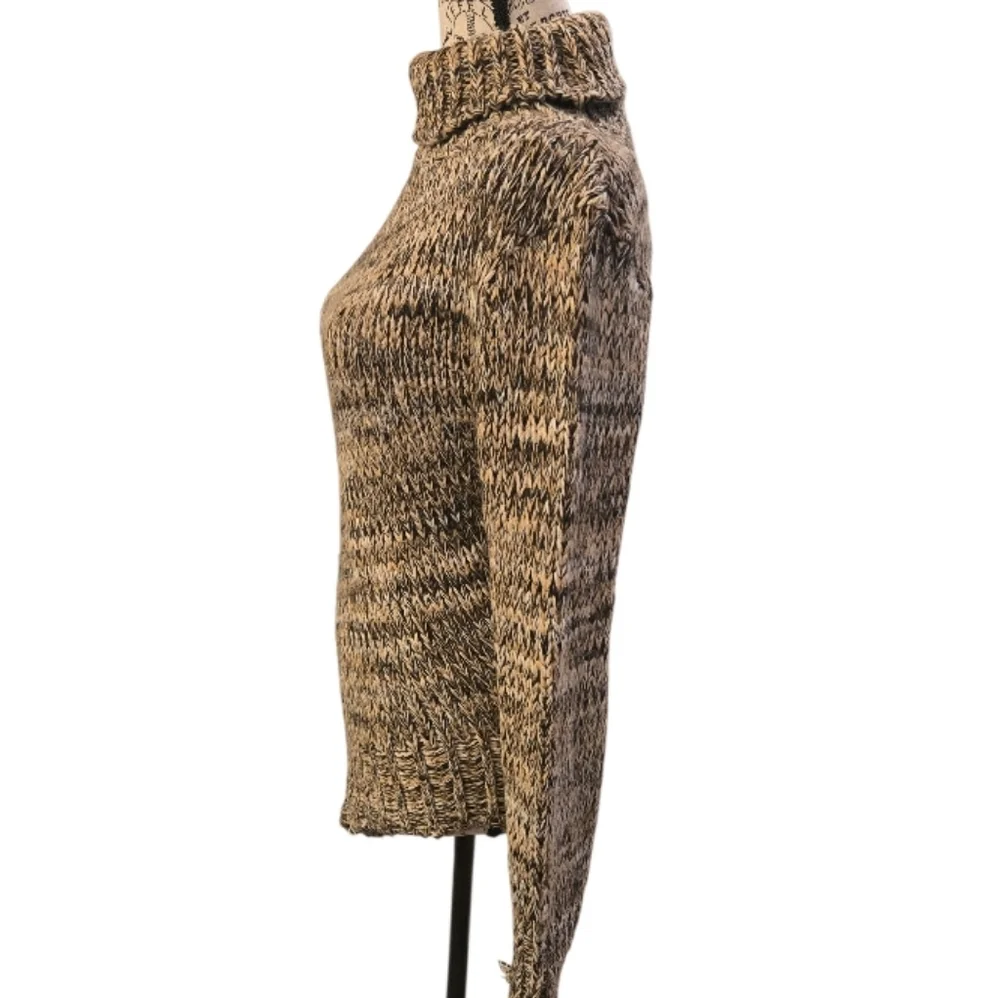 Vintage Necessary Objects Knit Brown Asymetric Turtleneck Sweater Sz M
